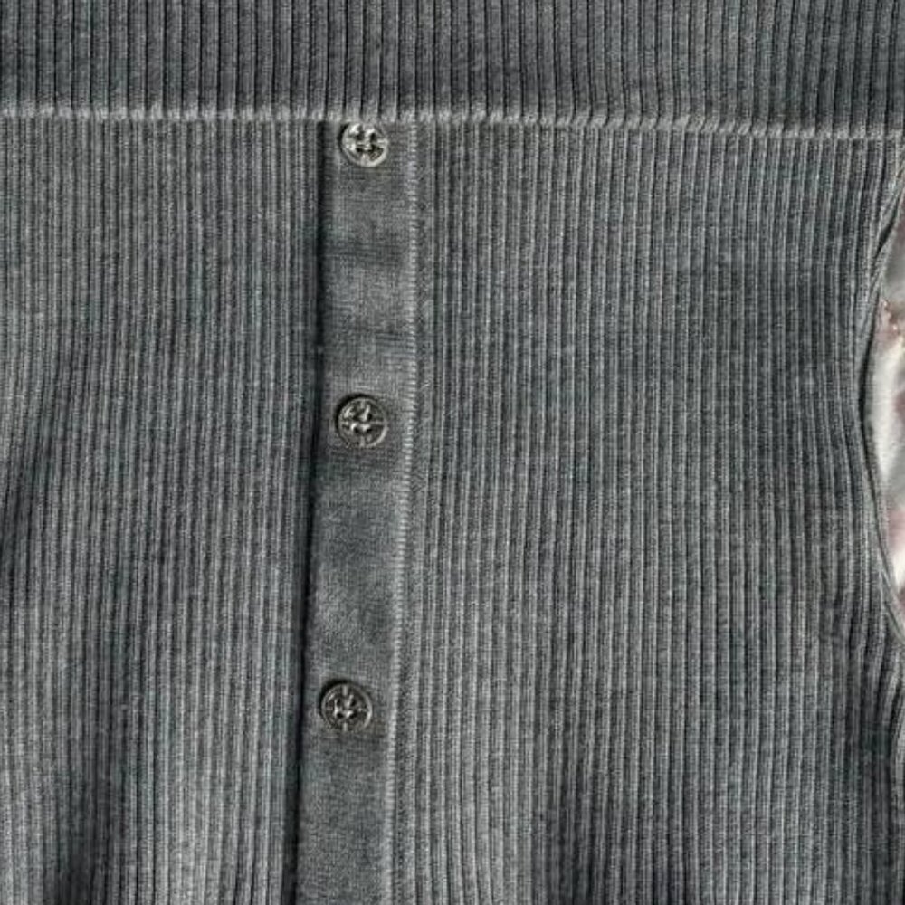 Gray Ribbed Off Shoulder Top - image 2